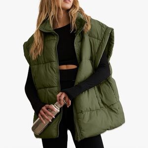 Olive Green Women's Puffer Vest